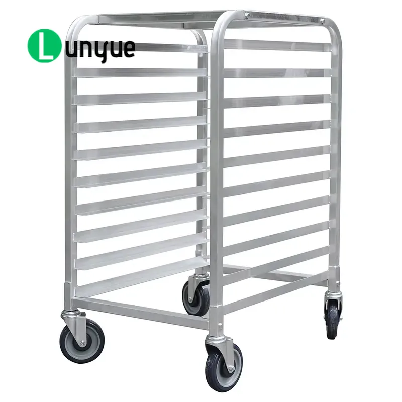 Kitchen Baking Cart - 10-stöckiger Aluminium-Backwagen 660x510x965mm für Ofenbleche mit