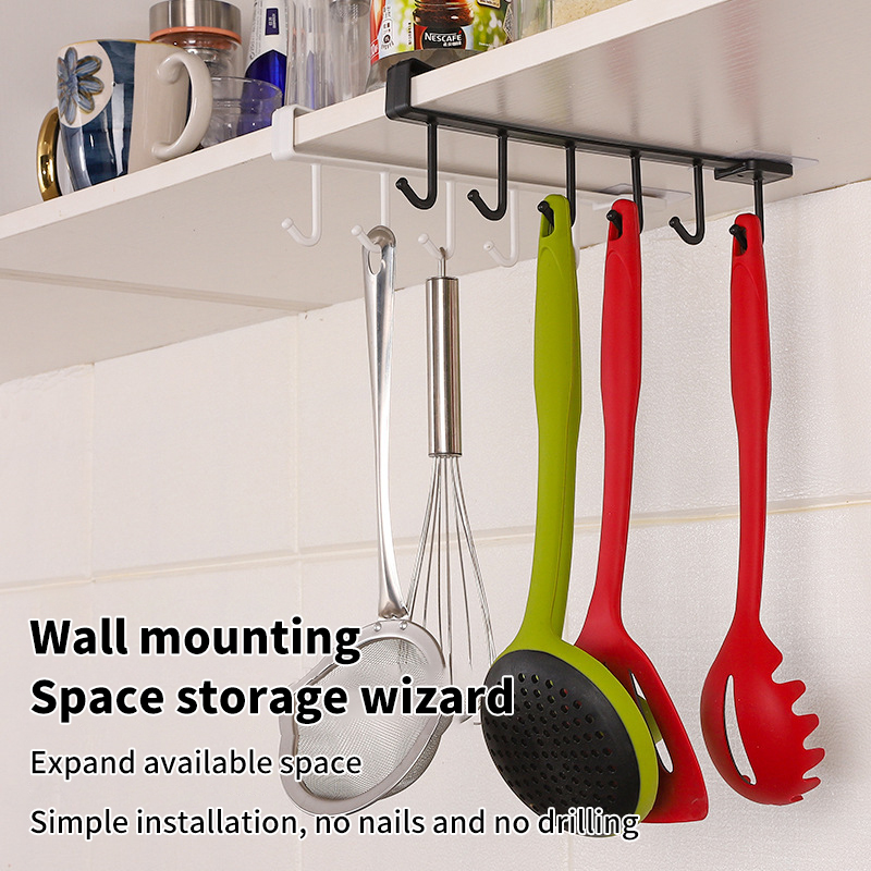 Kitchen Uncle - 6-Haken-Aufbewahrungsregal aus Kunststoff, Hängeregal, Utensilienhalter, Kleiderschrank-Organizer