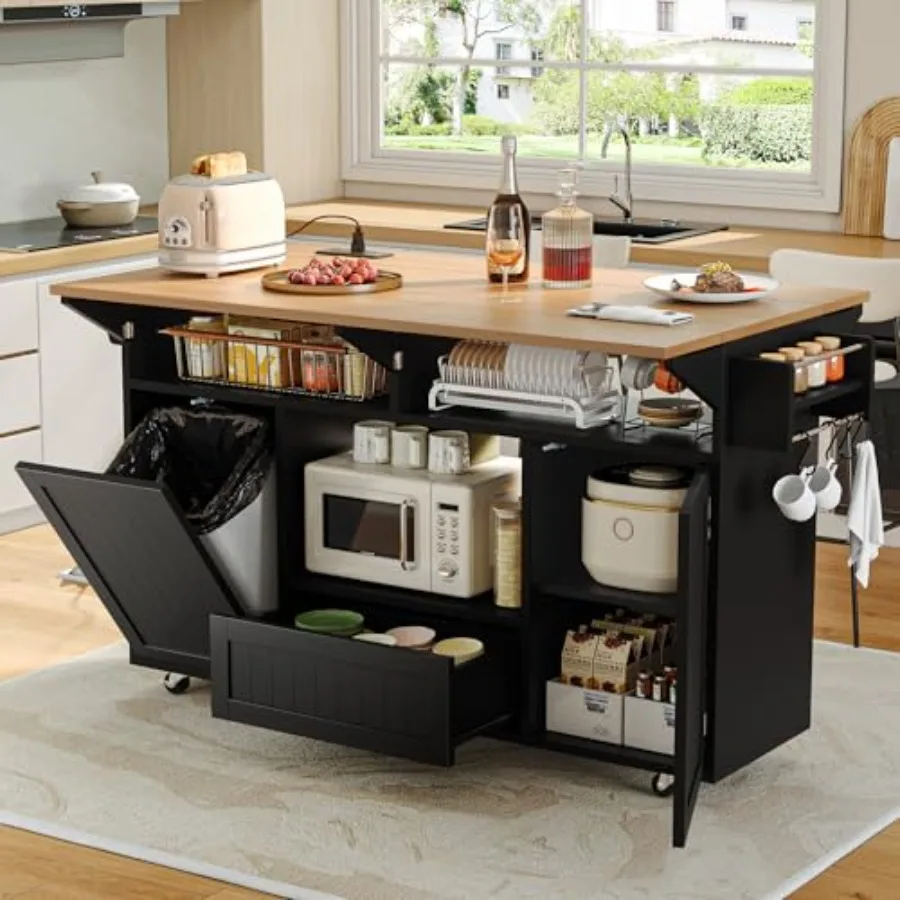 Kitchen Uncle - 65 Kücheninsel mit Klappbord, mobiler Küchentisch